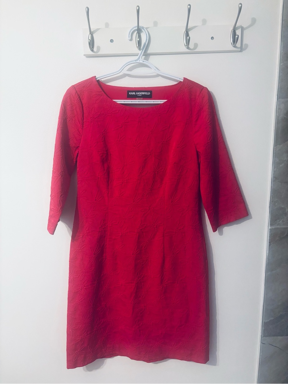 Karl Lagerfeld Pink Bow 3/4 Sleeves Dress Size 4